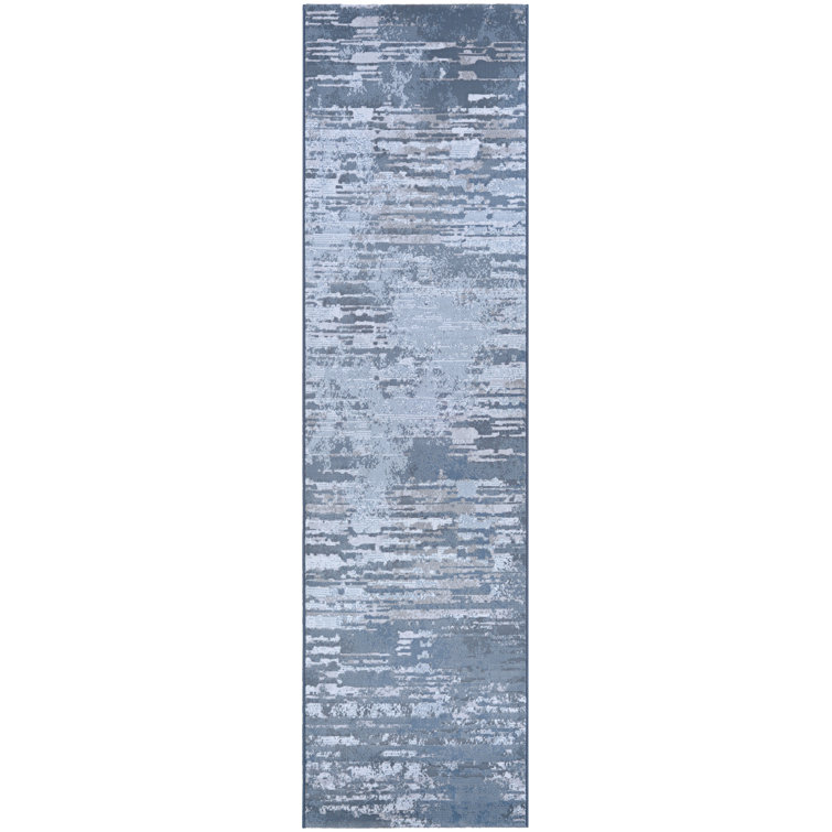 Williston Driggers Abstract Grey Opal White Performance Area Rug